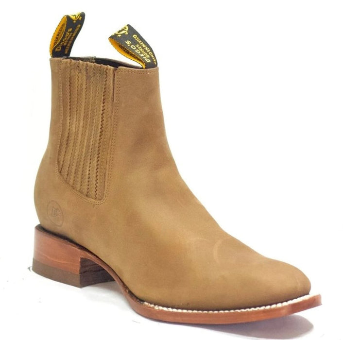 Botines Charros de Cuero Punta Cuadrada Color Café Claro CRAZY