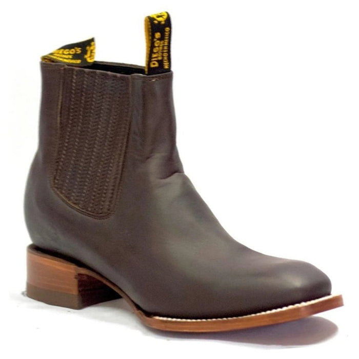 Botines Charros de Cuero Punta Cuadrada Color Moka