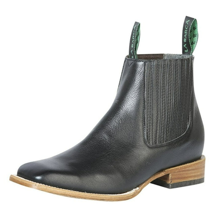 Botines Charros de Cuero Punta Cuadrada La Barca Color Negro