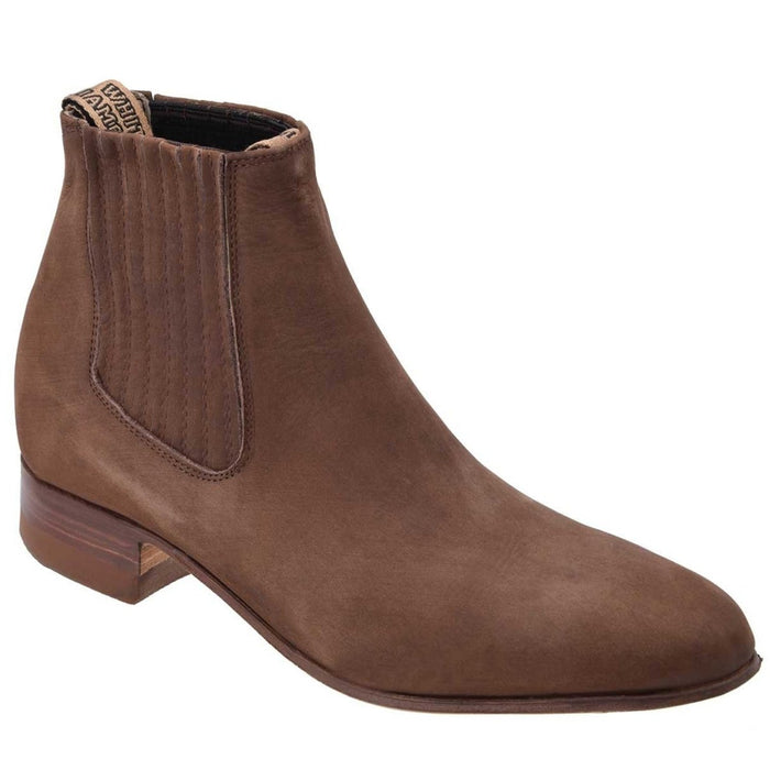 Botines Charros de Gamuza Original Color Café con Suela de Cuero