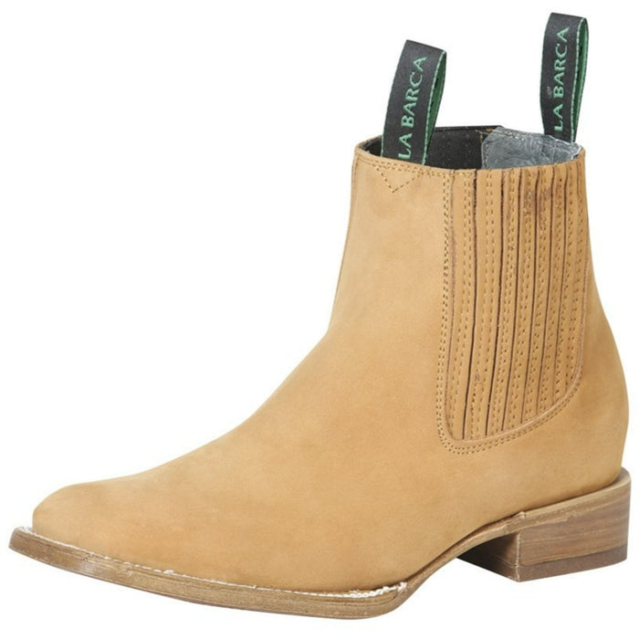 Botines Charros de Gamuza Punta Cuadrada La Barca Color Camel GEN
