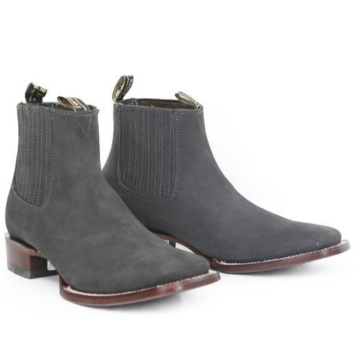 Botines Charros de Gamuza Punta Cuadrada Los Altos Boots Color Gris LAB