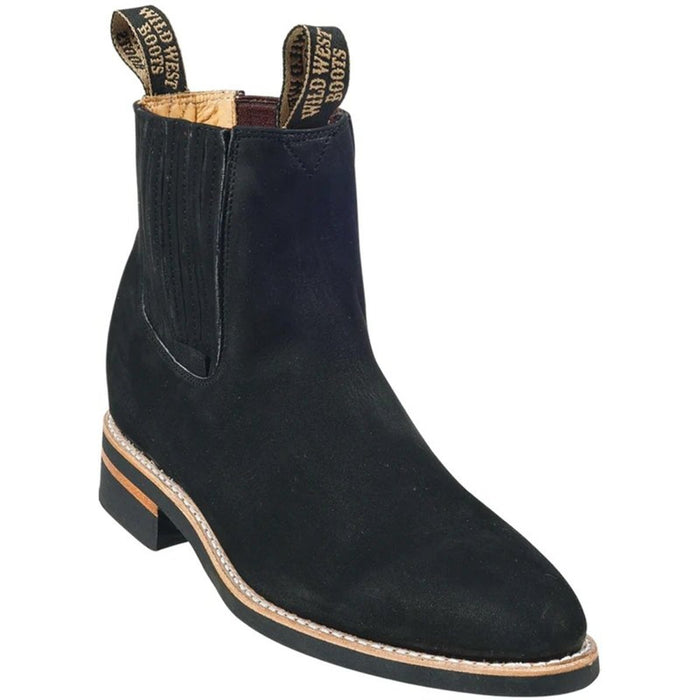 Botines Charros de Gamuza Punta Redonda Color Negro WW