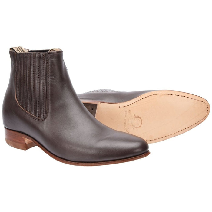 Botines Charros de Piel Napa Color Cafe con Suela de Cuero