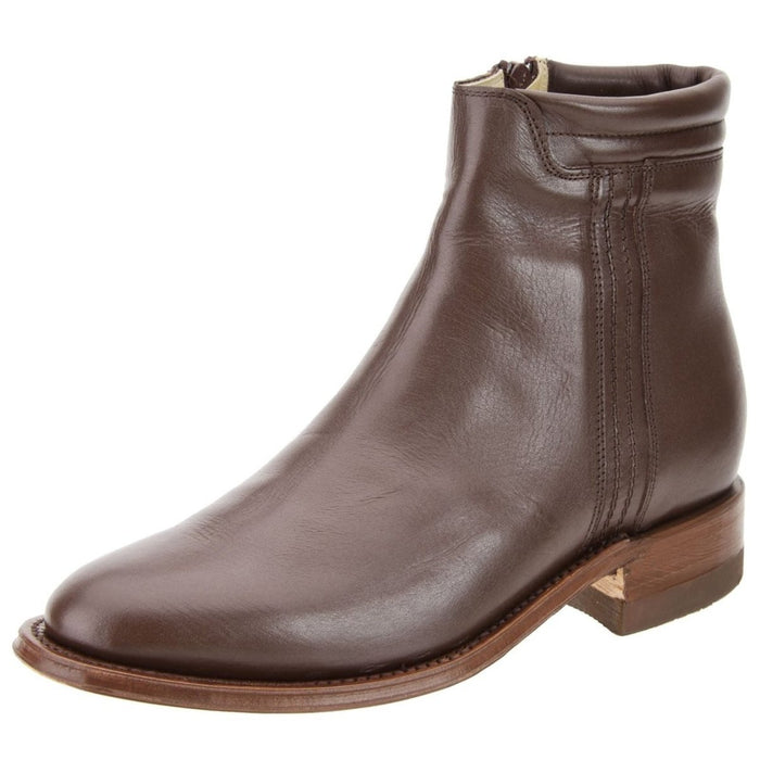 Botines Charros de Piel Napa Original Color Café con Cremallera Lateral WD