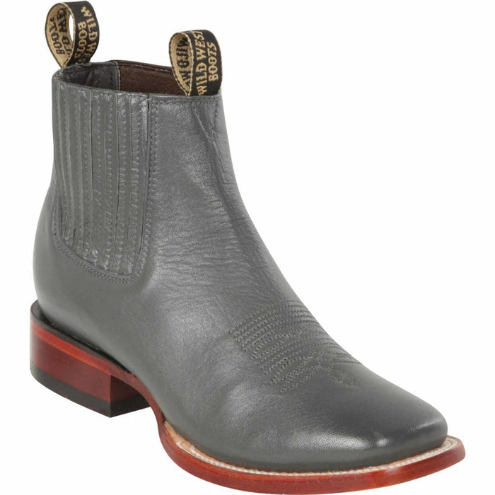 Botines Charros de Venado Punta Cuadrada con Medallón Color Gris