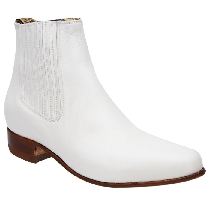 Botines Charros Piel Napa Color Blanco con Suela de Cuero