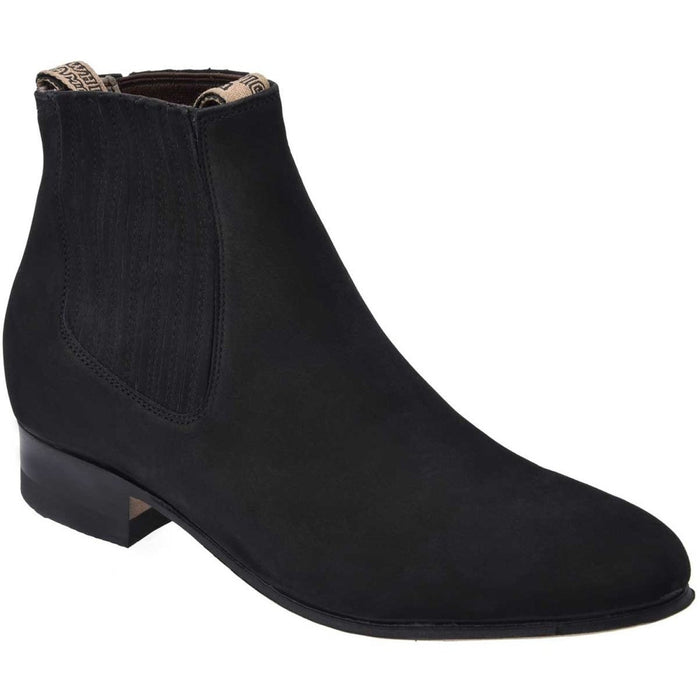 Botines Charros Piel Nobuck Color Negro Suela de Cuero WD