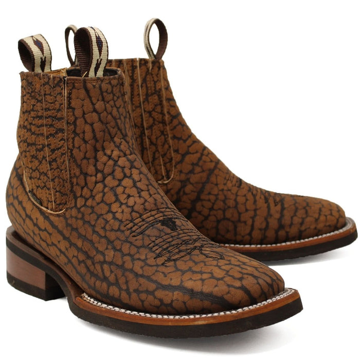 Botines de Cuello de Toro Punta Cuadrada Color Café