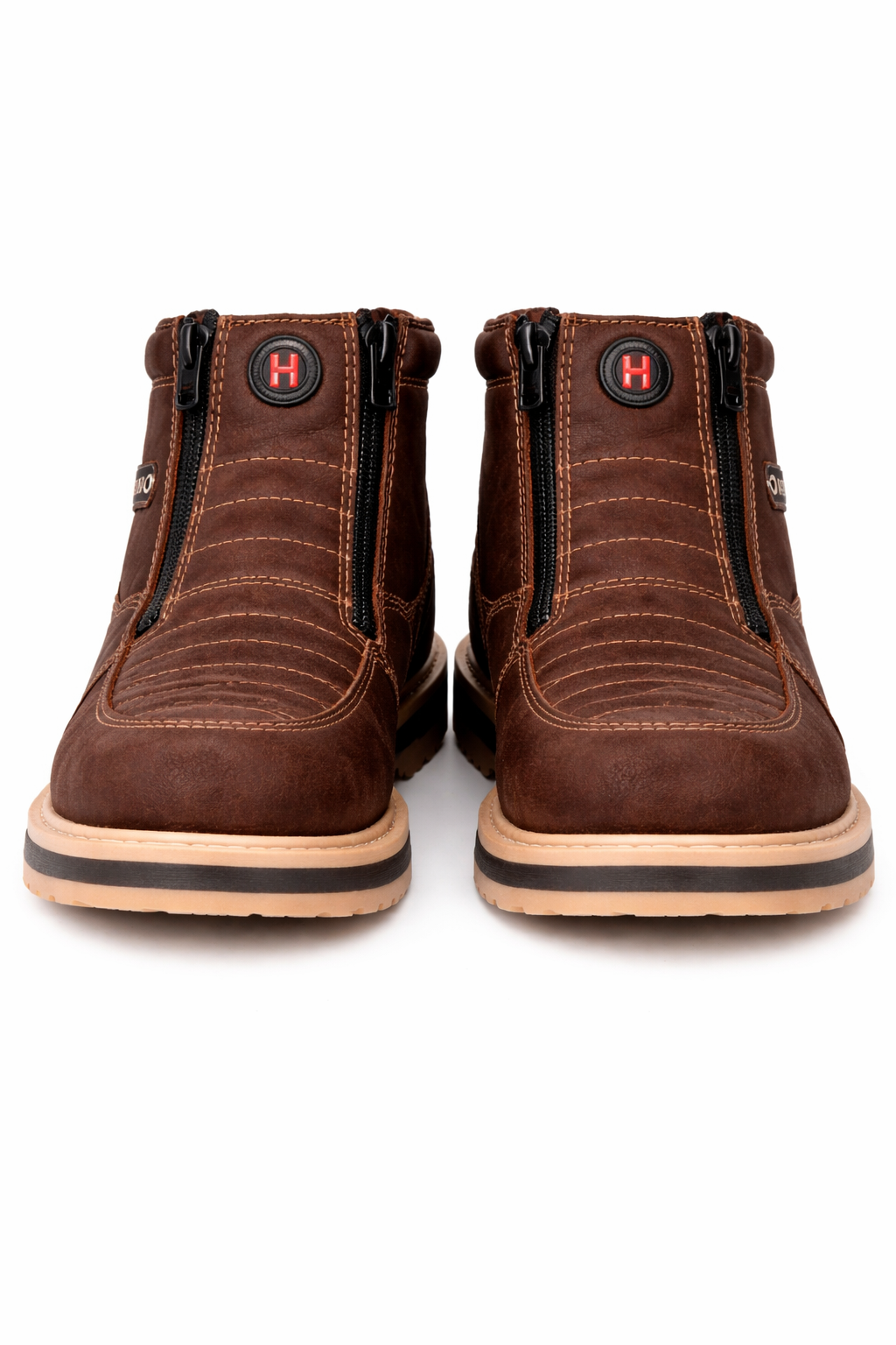 Botines de Trabajo Hammer Doble Zipper Suela Doble Densidad Color Cafe