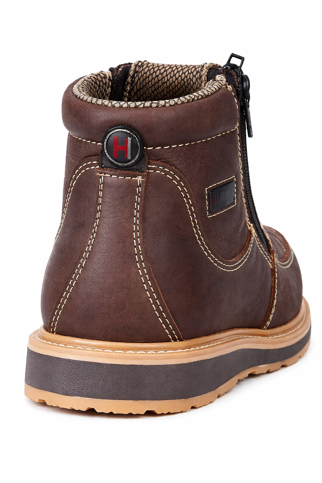 Botines de Trabajo Hammer Doble Zipper Suela Doble Densidad Color Cafe