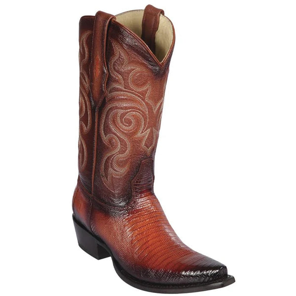 teju lizard boots - Los Altos Boots - Mens Dress Cowboy Boot - Low Priced Teju Lizard Snip Toe Boots- in Burnish Cognac