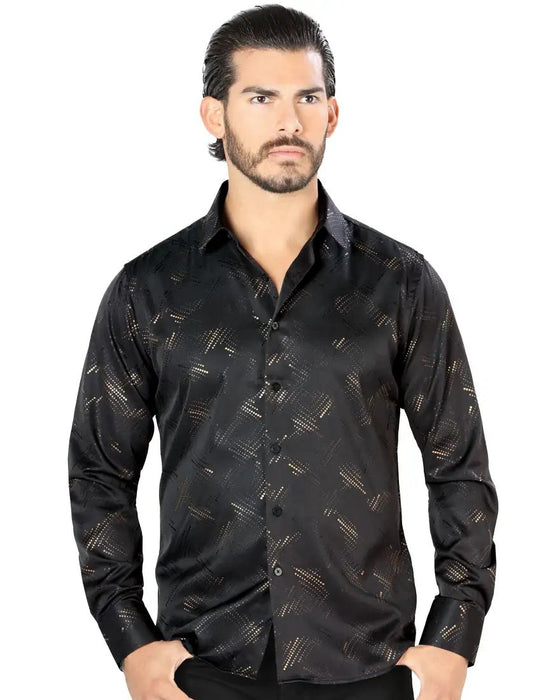 Camisa de Moda Estampada Lamasini Jeans Color Negro LAM