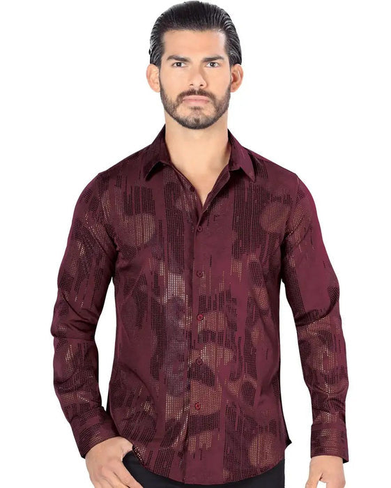 Camisa de Moda Estampada Lamasini Jeans Color Vino LAM