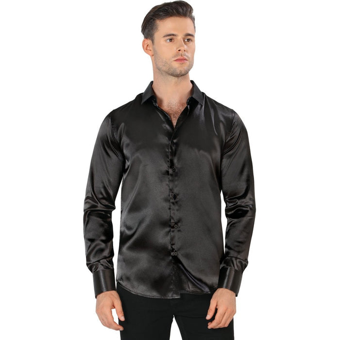 Camisa de Moda Montero Jeans Color Negro Liso Brillante MON