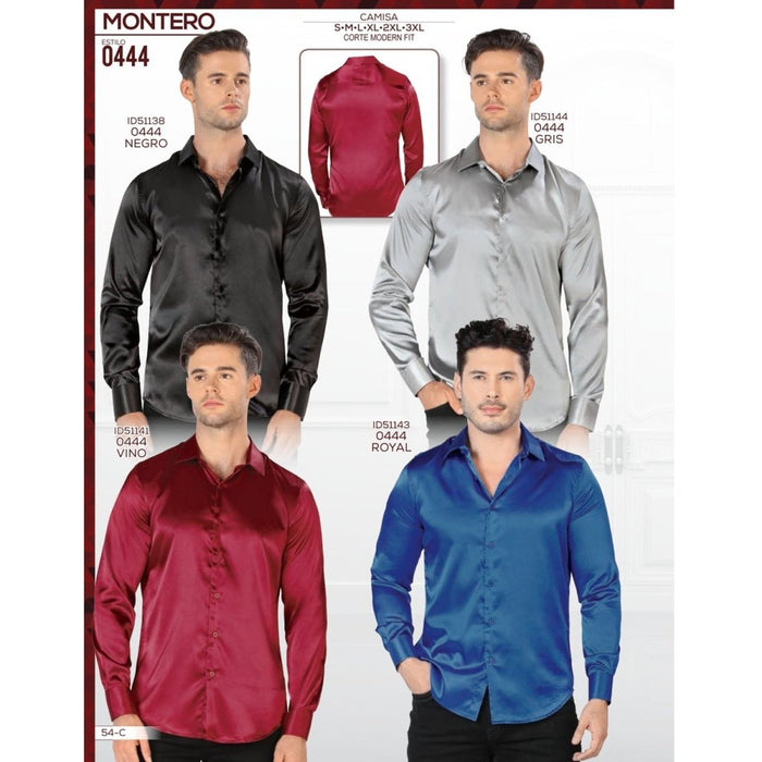 Camisa de Moda Montero Jeans Color Vino Liso Brillante MON