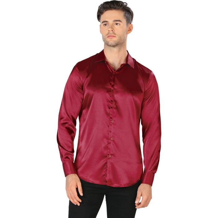 Camisa de Moda Montero Jeans Color Vino Liso Brillante MON