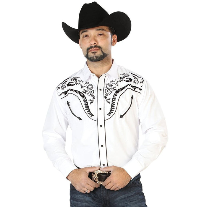 Camisa Vaquera Bordada El Senor de los Cielos Blanca GEN