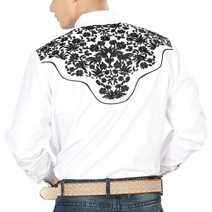 Camisa Vaquera Bordada El Senor de los Cielos Blanca GEN
