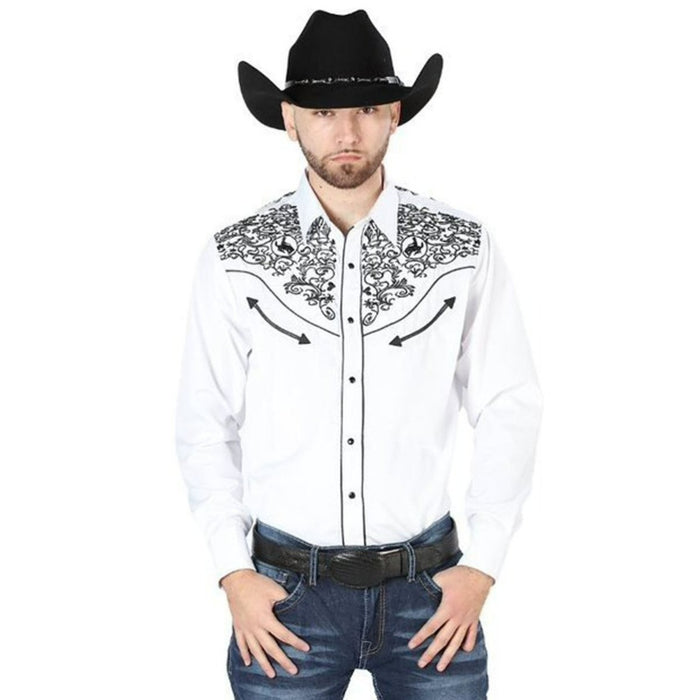 Camisa Vaquera Bordada El Senor de los Cielos Color Blanco GEN