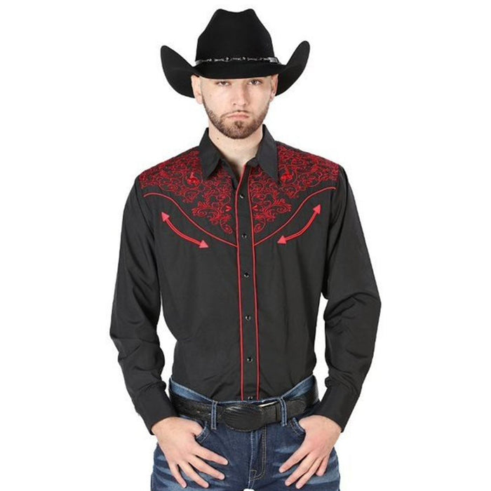 Camisa Vaquera Bordada El Senor de los Cielos Color Negro GEN
