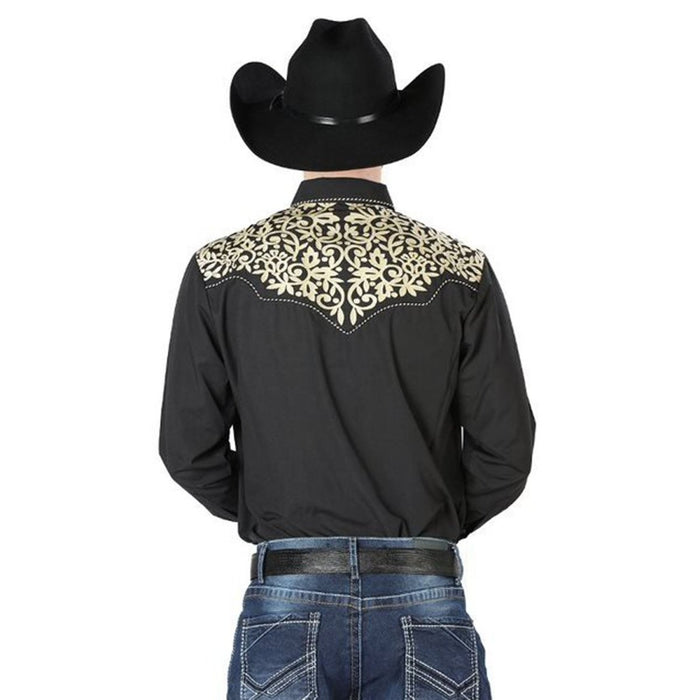 Camisa Vaquera Bordada El Senor de los Cielos Color Negro GEN