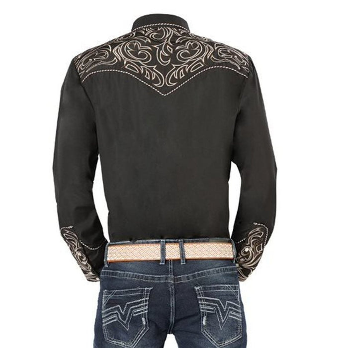 Camisa Vaquera Bordada El Senor de los Cielos Color Negro GEN