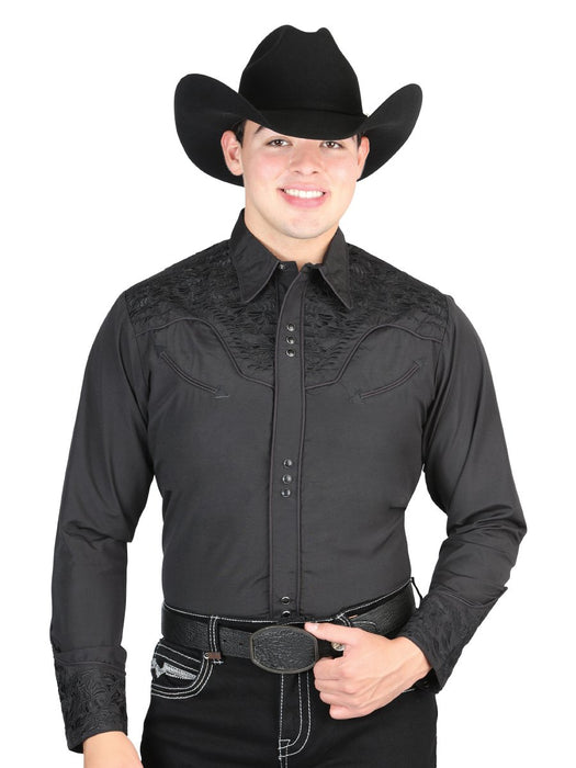 Camisa Vaquera Bordada El Senor de los Cielos Color Negro GEN