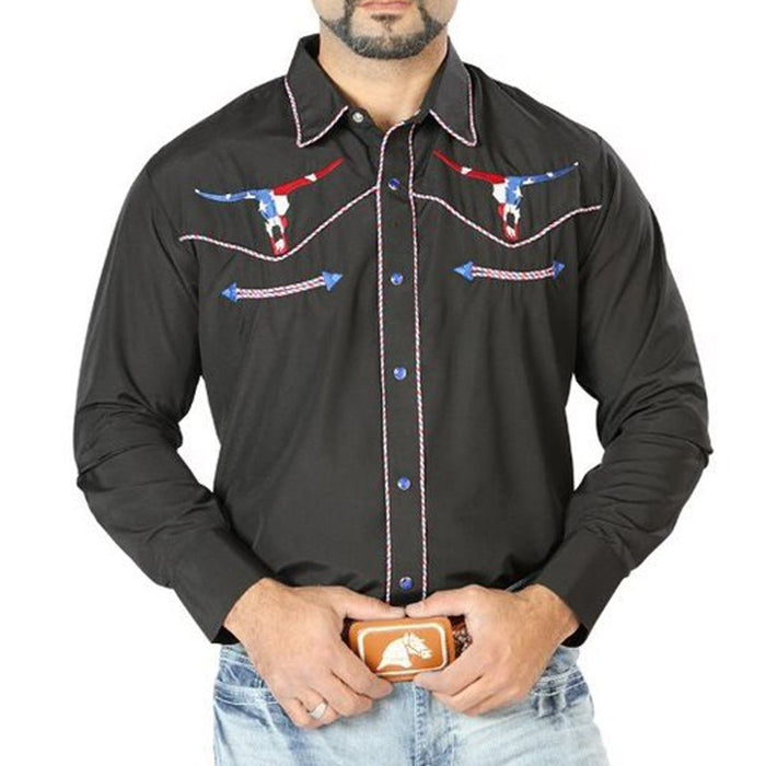 Camisa Vaquera Bordada El Senor de los Cielos Negra GEN