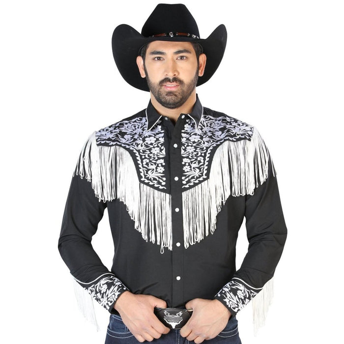 Camisa Vaquera Bordada El Senor de los Cielos Negra GEN