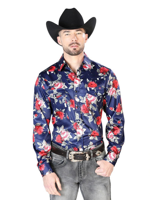 Camisa Vaquera de Moda El Senor de los Cielos Azul con Flores GEN