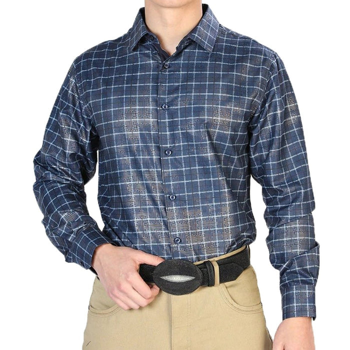 Camisa Vaquera de Moda El Senor de los Cielos Azul Marino GEN