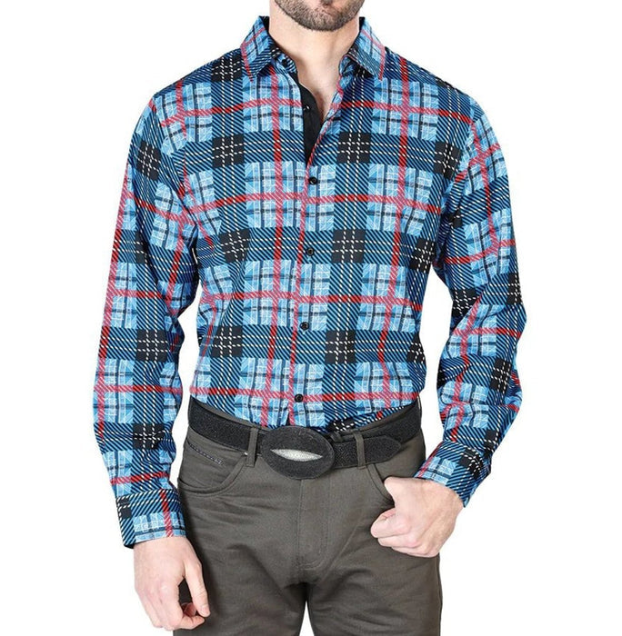 Camisa Vaquera de Moda El Senor de los Cielos Color Azul Cuadros GEN