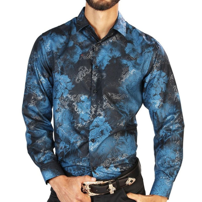Camisa Vaquera de Moda El Senor de los Cielos Color Azul y Negro GEN