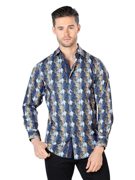 Camisa Vaquera de Moda El Senor de los Cielos Color Azul y Oro GEN