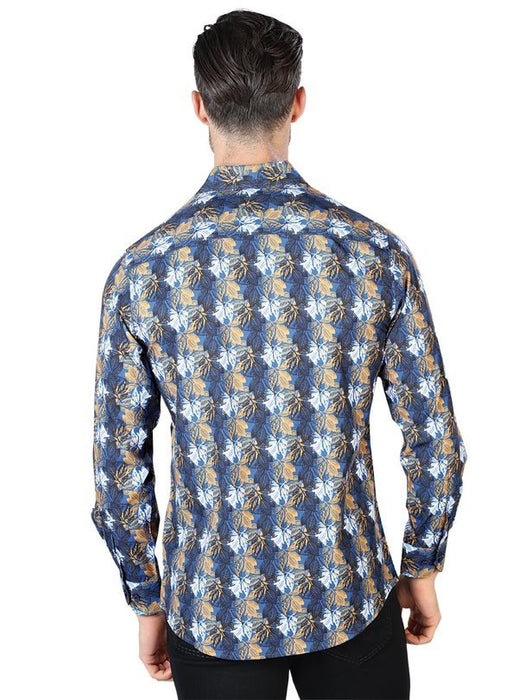 Camisa Vaquera de Moda El Senor de los Cielos Color Azul y Oro GEN