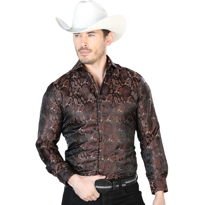 Camisa Vaquera de Moda El Senor de los Cielos Color Cafe GEN