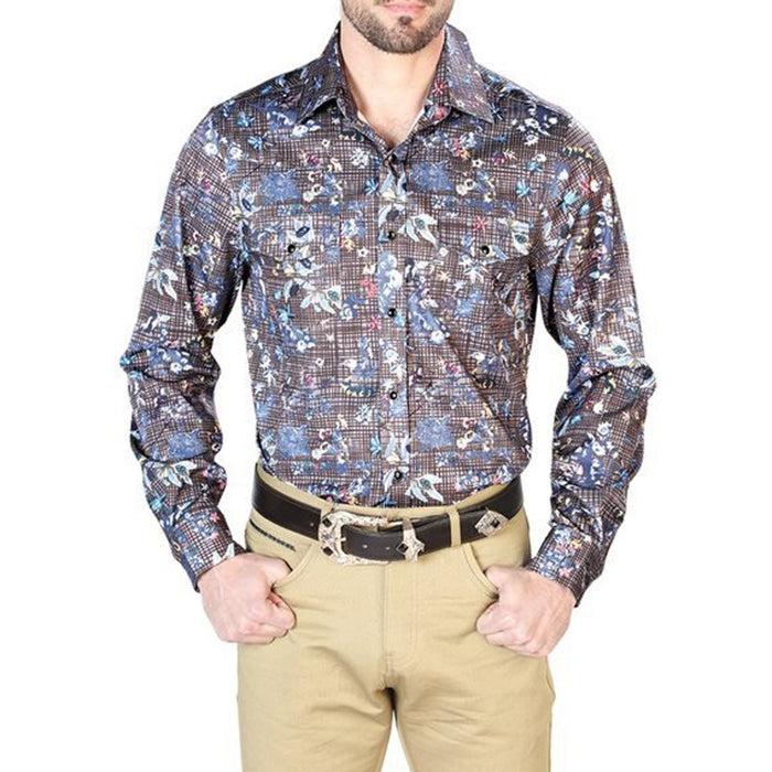 Camisa Vaquera de Moda El Senor de los Cielos Color Navy Floral GEN