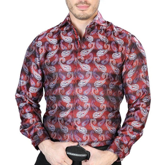 Camisa Vaquera de Moda El Senor de los Cielos Color Rojo-Azul GEN