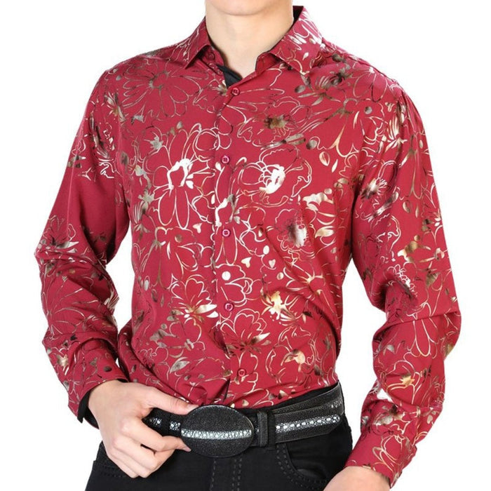 Camisa Vaquera de Moda El Senor de los Cielos Color Vino GEN
