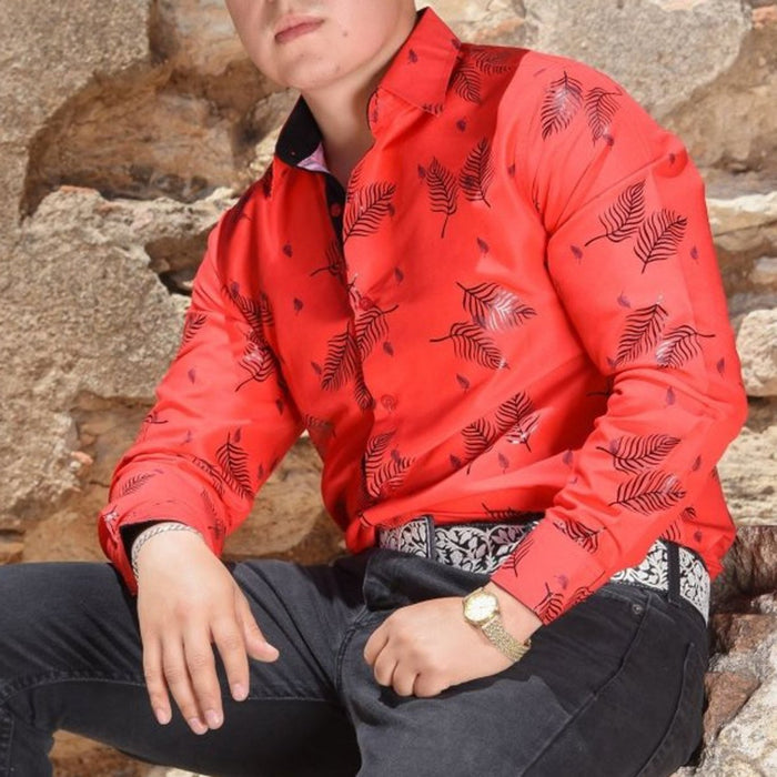 Camisa Vaquera de Moda White Diamonds Estampada Color Rojo WD