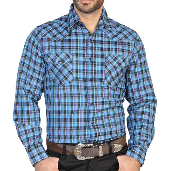 Camisa Vaquera El Senor de los Cielos Cuadrada Azul GEN