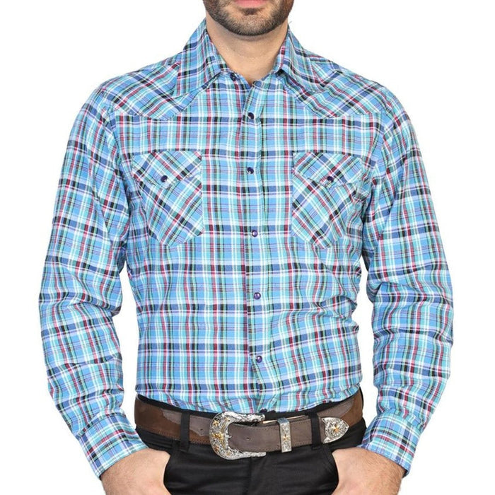 Camisa Vaquera El Senor de los Cielos Cuadrada Verde y Rosa GEN