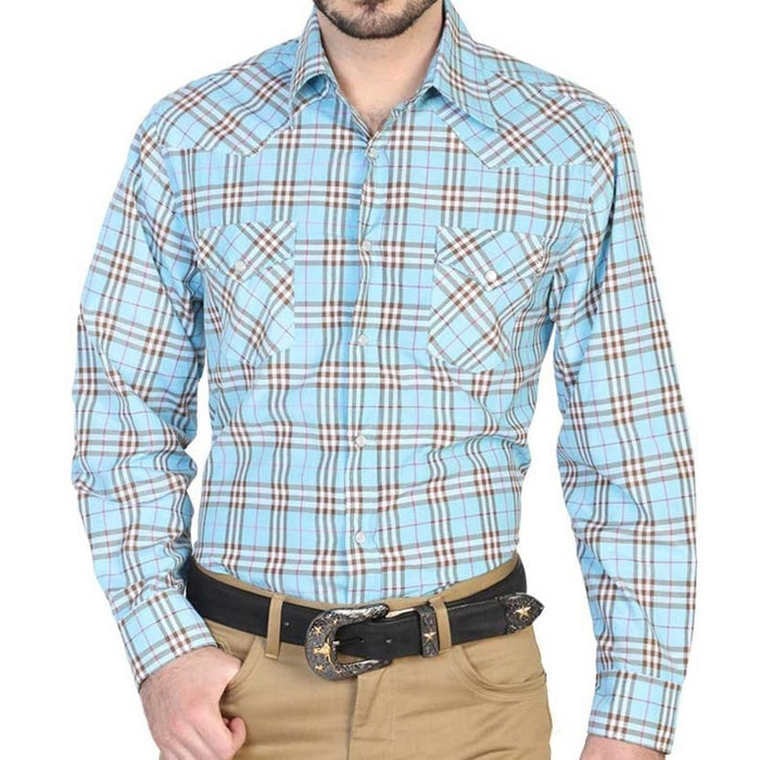 Camisa Vaquera El Senor de los Cielos Cuadros Azul GEN