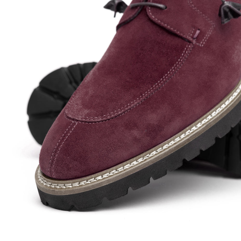 Zelli Campo Sueded Goatskin Blucher Lace-up Shoes in Bordeaux