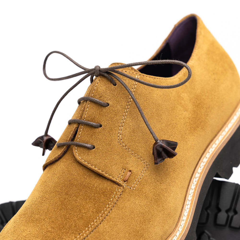 Zelli Campo Suede Goatskin Blucher Lace-up Shoes in Tobacco