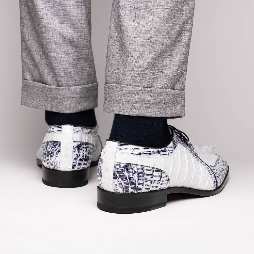 Marco_Di_Milano Caribe White Leather Sneakers - "Newspaper" Accent
