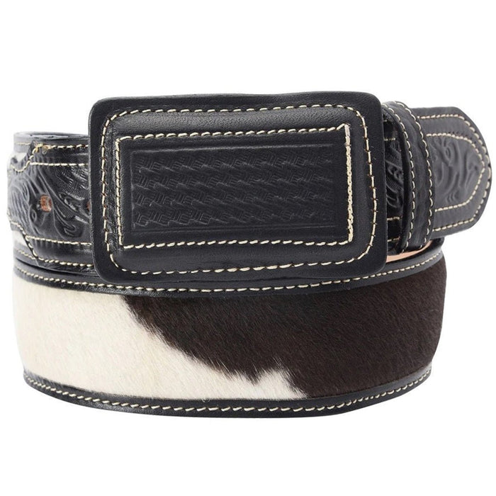 Cinto Charro de Cuero con Pelo de Vaca de 2"