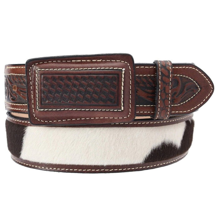 Cinto Charro de Cuero con Pelo de Vaca de 2"