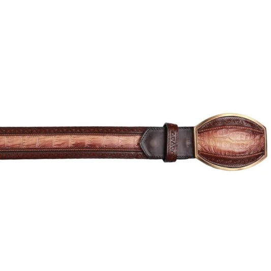 Cinto Corte Laser de Cocodrilo Belly Original Color Arena Difuminado - Los Altos Boots